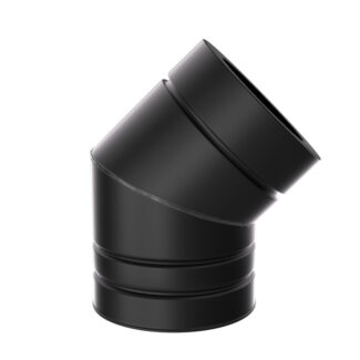 Bocht 45° Ø200 mm – Isoduct dubbelwandig rookkanaal zwart