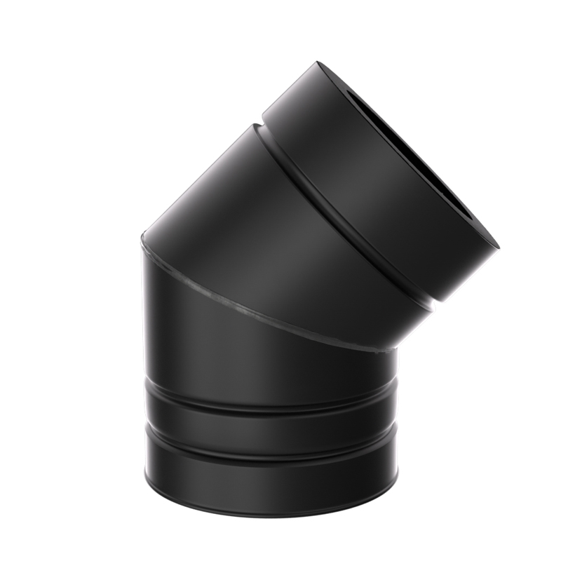 Bocht 45° Ø125 mm – Isoduct dubbelwandig rookkanaal zwart