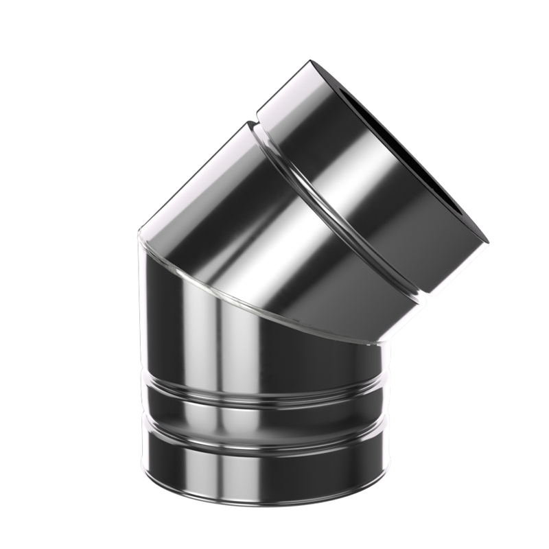 Bocht 45° Ø125 mm – Isoduct dubbelwandig rookkanaal - Afbeelding 2