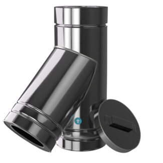 T-stuk 45° inclusief afsluitdop Ø150 mm – Isoduct dubbelwandig rookkanaal