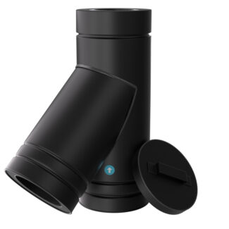 T-stuk 45° inclusief afsluitdop Ø200 mm – Isoduct dubbelwandig rookkanaal zwart