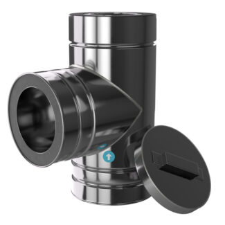 T-stuk 90° inclusief afsluitdop Ø125 mm – Isoduct dubbelwandig rookkanaal