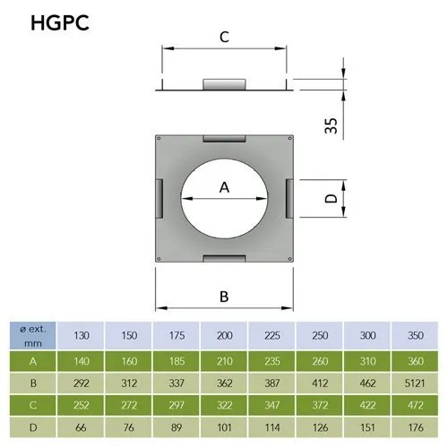 Brandseparatieplaat Ø100 mm – Dubbelwandig rookkanaal - Afbeelding 2