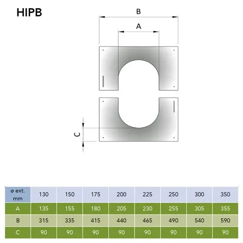 Centreerplaat 30-45° Ø100 mm – Dubbelwandig rookkanaal - Afbeelding 2