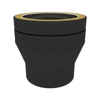 Onderaansluitstuk EW Ø120 mm naar vrouw Ø125 mm – Dubbelwandig rookkanaal zwart