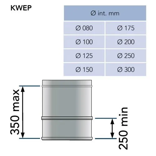 Paspijp 25-35 cm Ø100 mm – Dubbelwandig rookkanaal - Afbeelding 2