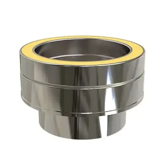 Onderaansluitstuk vlak 120 mm man Ø125 mm – Dubbelwandig rookkanaal