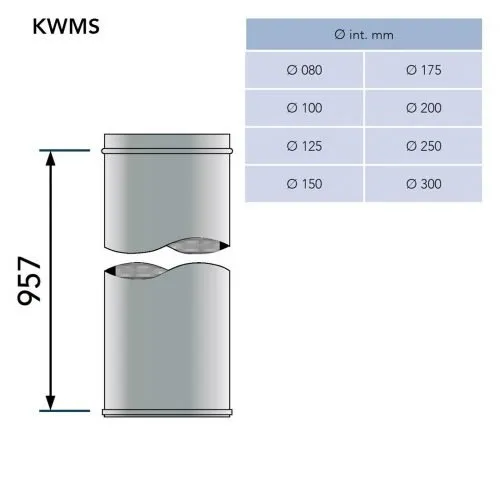 Geluiddemper 100 cm Ø100 mm – Dubbelwandig rookkanaal - Afbeelding 2