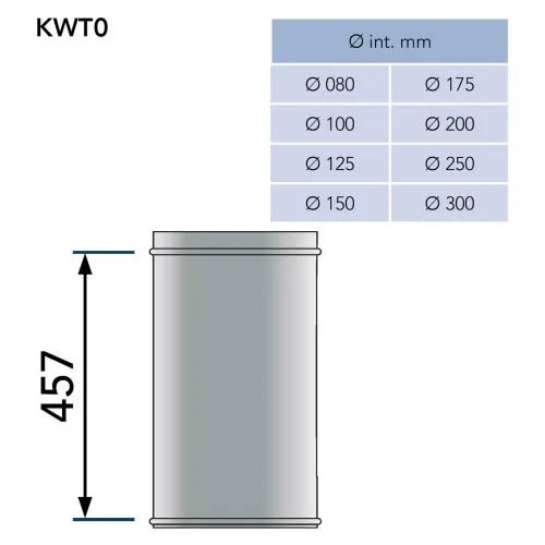 Pijp 50 cm Ø100 mm – Dubbelwandig rookkanaal - Afbeelding 2