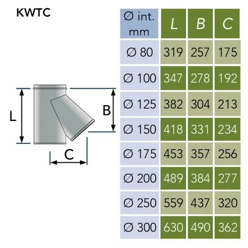 T-stuk 45° Ø100 mm – Dubbelwandig rookkanaal - Afbeelding 2