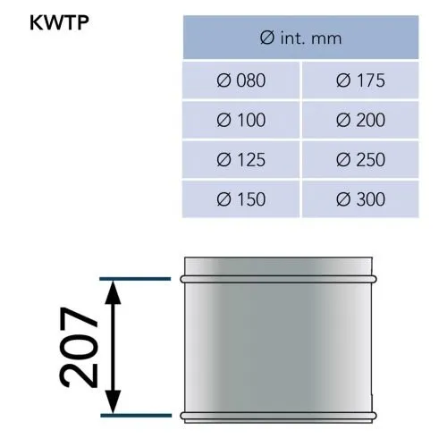 Pijp 25 cm Ø100 mm – Dubbelwandig rookkanaal - Afbeelding 2