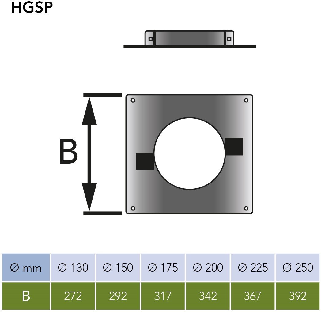 Rvs verdiepingsondersteuning Ø100 mm – Dubbelwandig rookkanaal - Afbeelding 2