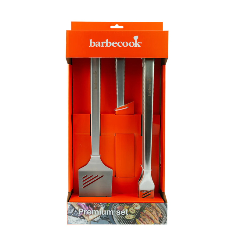 Barbecook Premium set met spatel, tang en chef mes uit rvs 45.7cm - Afbeelding 2