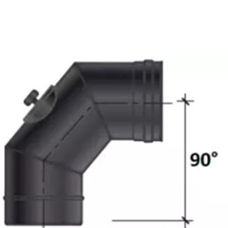 Bocht 90° met inspectieluik  –  Ø150 mm –  Enkelwandig geëmailleerd staal