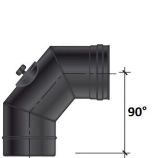 Bocht 90° met inspectieluik  –  Ø125 mm –  Enkelwandig geëmailleerd staal