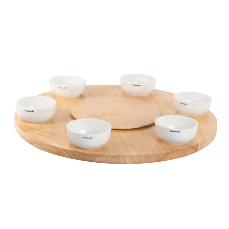 Barbecook Joya draaitafel uit rubberhout met 6 kommetjes