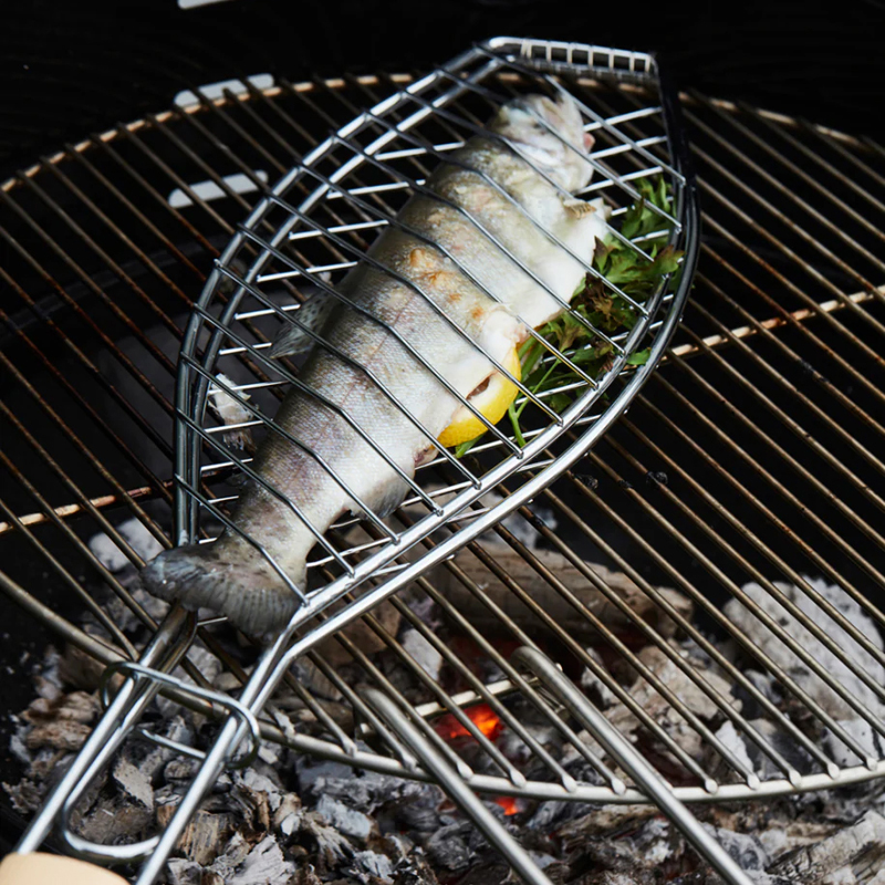 Barbecook visgrill uit chroom en hout - Afbeelding 4