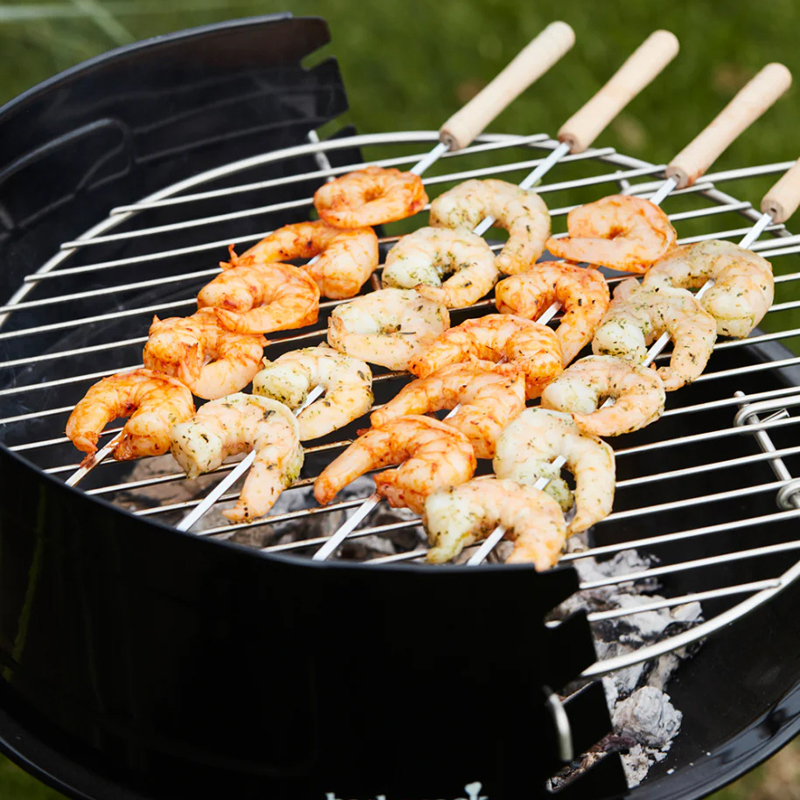 Barbecook set van 4 spiesen uit chroom en hout - Afbeelding 4