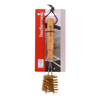 Barbecook 2-koppige roosterborstel uit koper en rubberhout