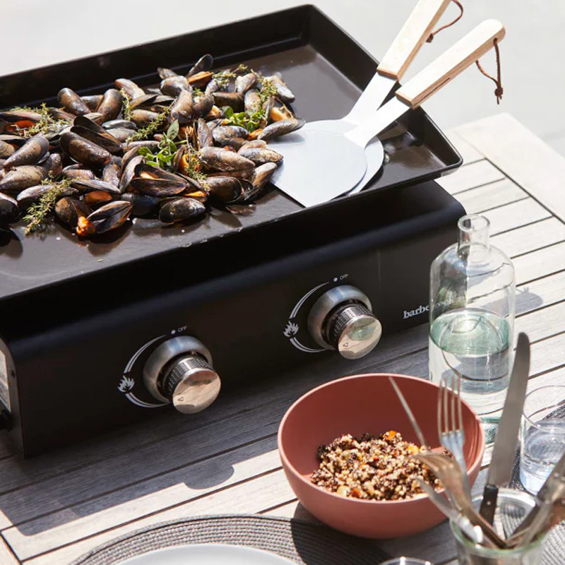Barbecook set van 2 plancha spatels uit rvs en hout - Afbeelding 3