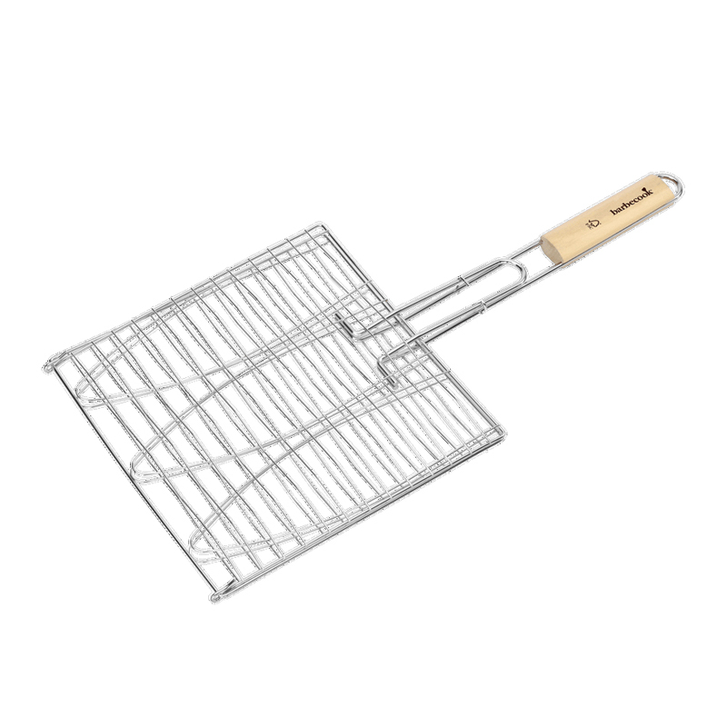 Barbecook visgrill voor 3 vissen uit chroom en hout