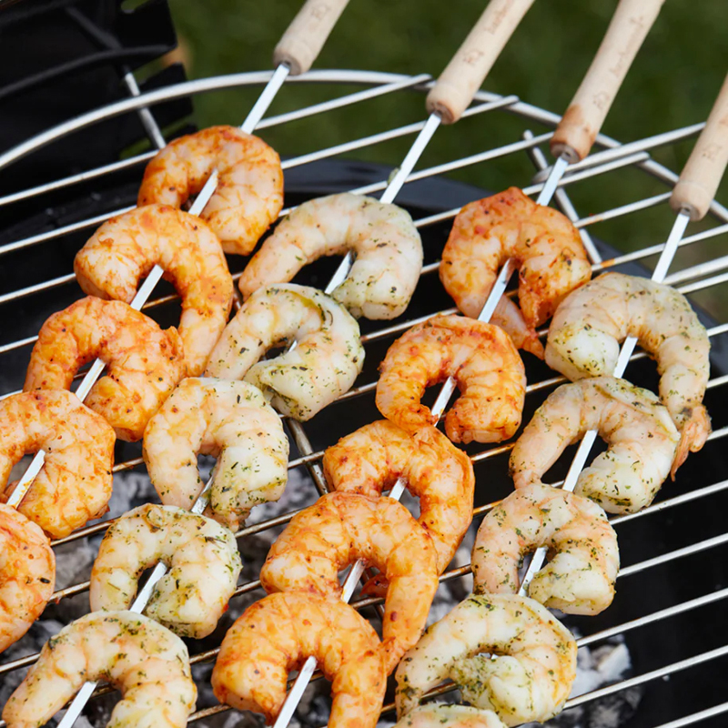 Barbecook set van 4 spiesen uit chroom en hout - Afbeelding 5