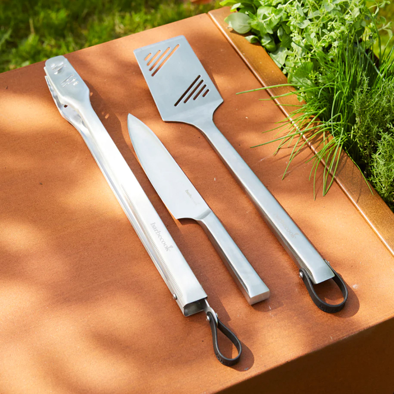 Barbecook Premium set met spatel, tang en chef mes uit rvs 45.7cm - Afbeelding 4