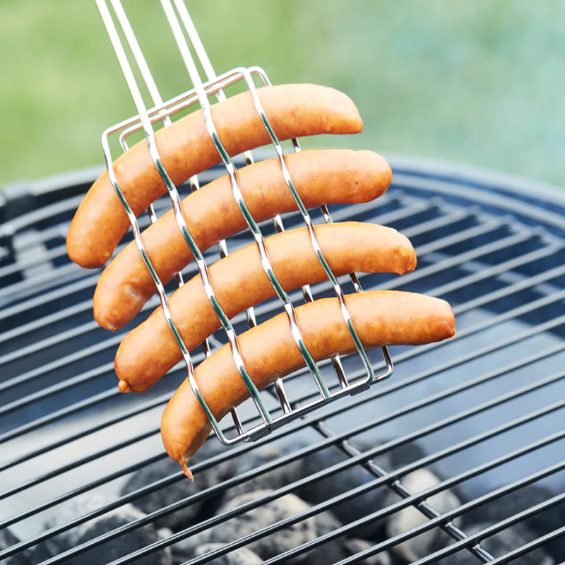 Barbecook worstenklem uit chroom en hout 51cm - Afbeelding 3