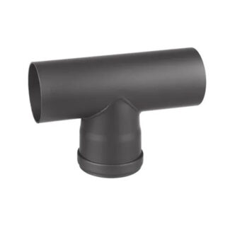 T-stuk met dop Ø100 mm  – Pelletkachelafvoer – Zwart staal