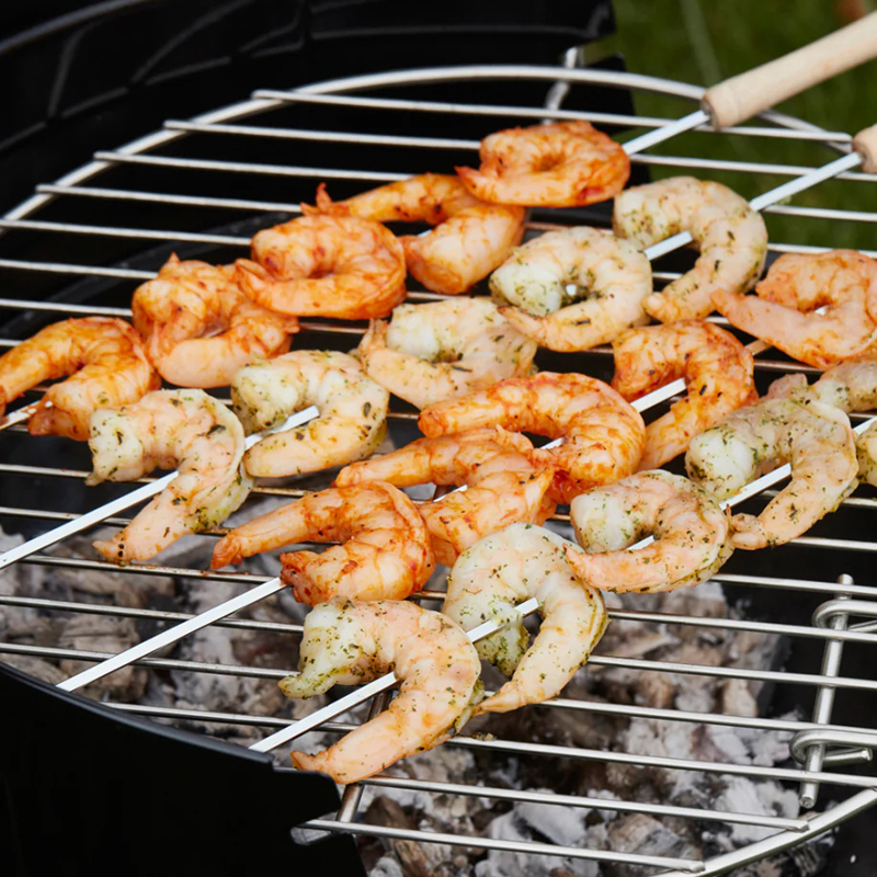 Barbecook set van 4 spiesen uit chroom en hout - Afbeelding 3