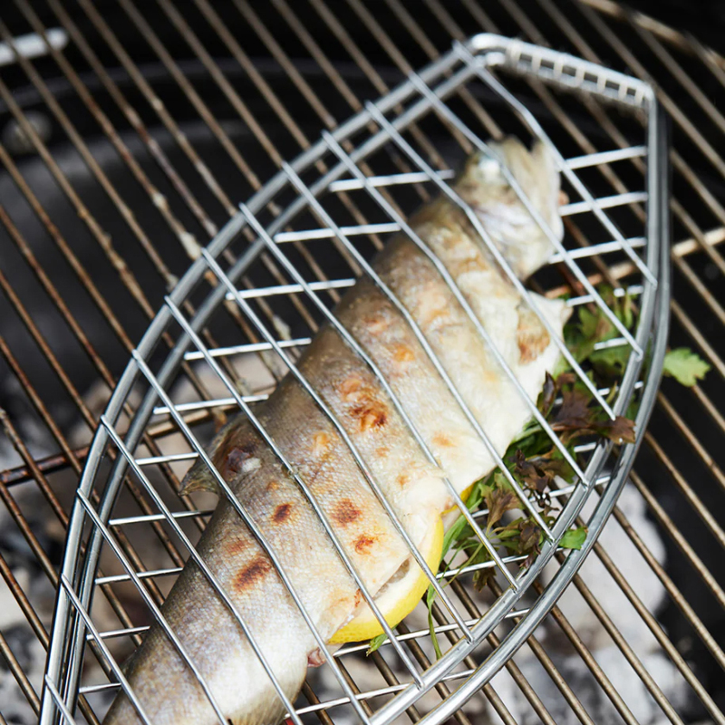 Barbecook visgrill uit chroom en hout - Afbeelding 3