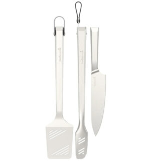 Barbecook Premium set met spatel, tang en chef mes uit rvs 45.7cm